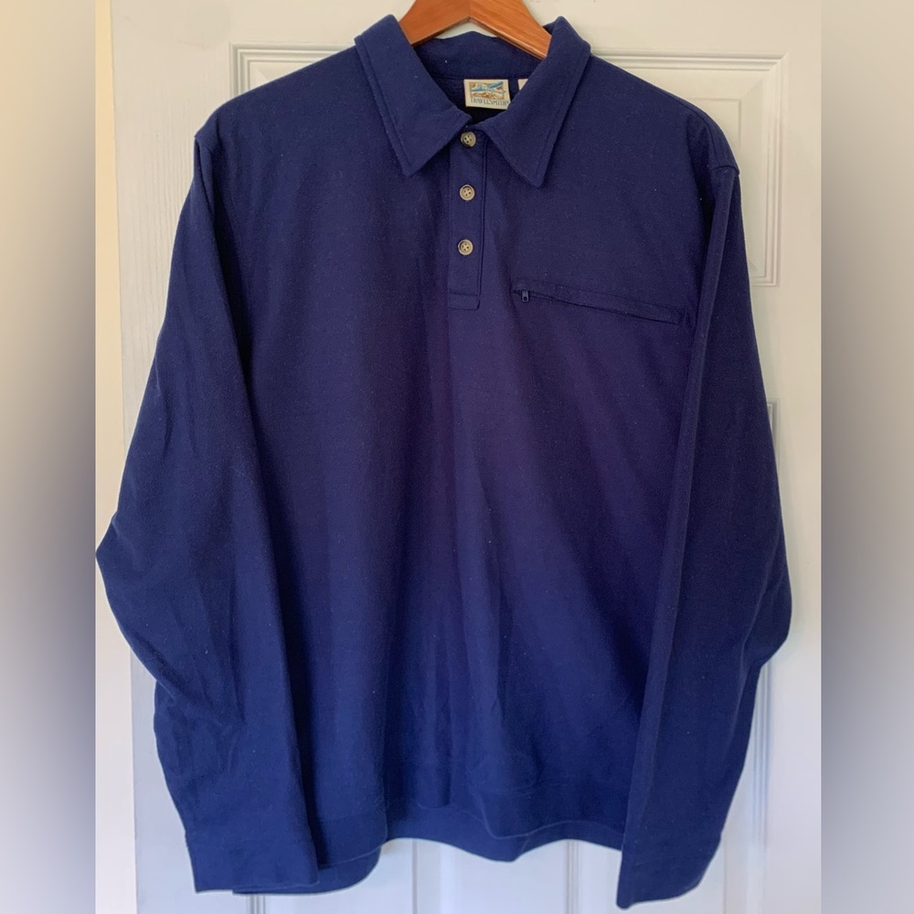 Travel Smith Long-Sleeve Polo Shirt Casual Fit Flannel L Large